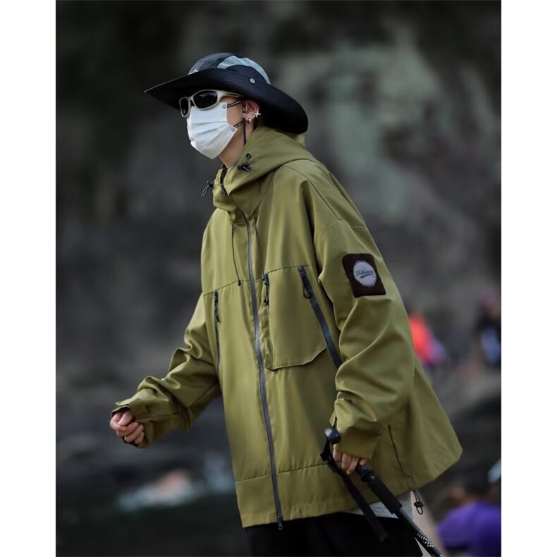 山系工装防晒冲锋衣外套男2024秋季潮牌连帽夹克WT50-P68,男装防晒衣,星座1109-3