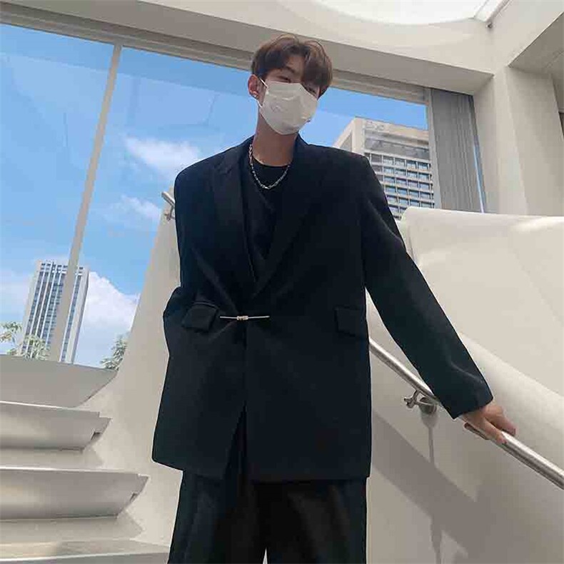 高级感金属扣西装外套男韩系痞帅宽松休闲西服2381-P115,男装西服套装,星座512-1（原513-3）