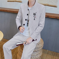 2021春秋季中山装两件套男士立领修身西装礼服中国风套装YK809-P100，男装夹克，星座509