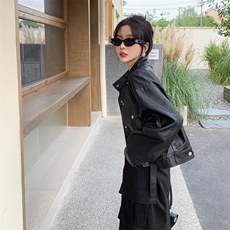 高级感休闲小皮衣外套女2024春季新款时尚百搭短款pu皮衣时尚夹克，女装皮衣，MQ