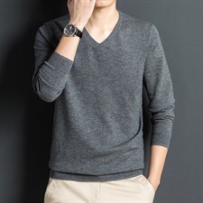 M04001限价158元男士冬季长袖V领纯羊毛针织衫休闲P88，男装针织衫/毛衣，电商B360