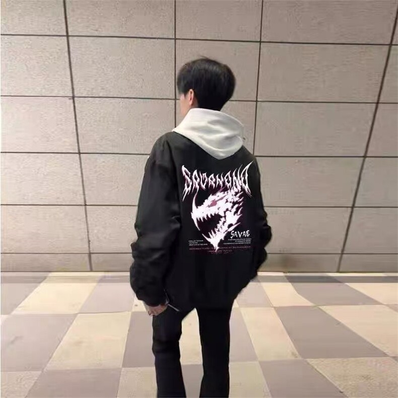 1506A/GC20/P40.9美式纯色夹克棒球服男春秋潮流情侣新款外套图片