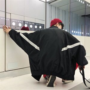 703-J 秋季男式港风宽松夹克拼色休闲外套 情侣图片