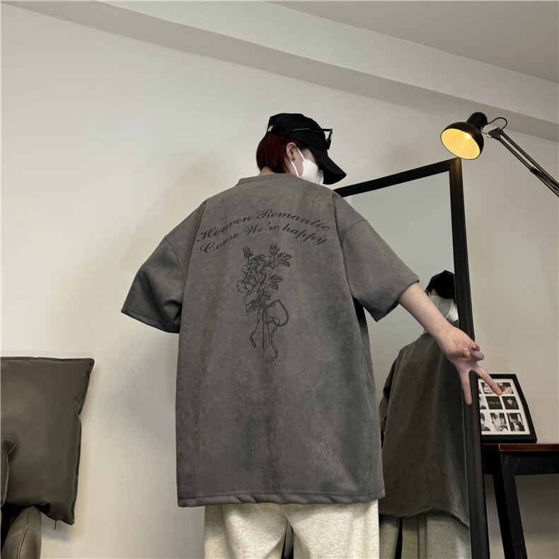 麂皮绒烧花美式复古街头潮牌t恤重磅中性XZ301B-JB4301-p28,男装T恤,星座301B