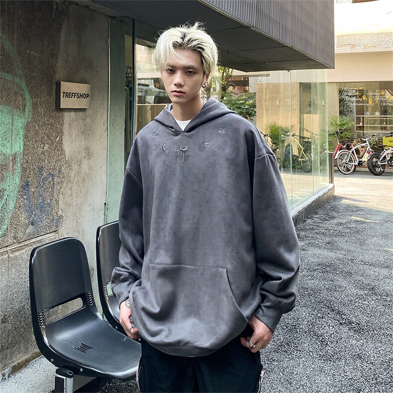麂皮绒加绒卫衣DC5313-TP65控价88冬季港风潮牌刺绣连帽上衣男,男装卫衣,电商A102-1