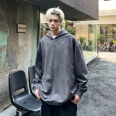 麂皮绒加绒卫衣DC5313-TP65控价88冬季港风潮牌刺绣连帽上衣男，男装卫衣，电商A102-1