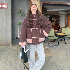 韩版加厚减龄连帽皮毛一体棉服女2025年冬季新款显瘦保暖加绒外套，女装棉衣/棉服，2C305
