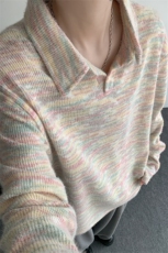 美式男士卫衣慵懒风彩点立领外衣宽松休闲针织衫毛衣，男装针织衫/毛衣，电商B319