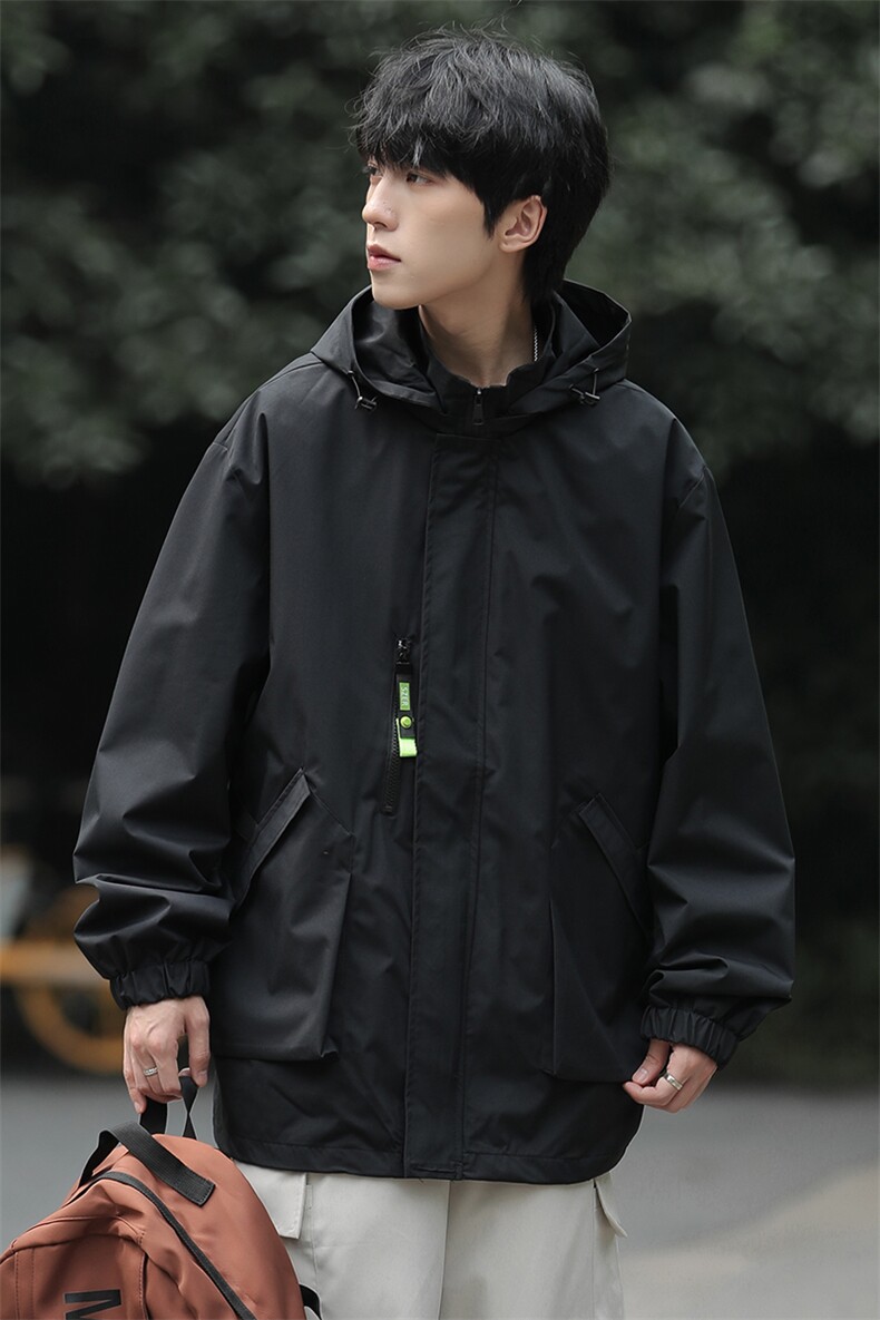 新款连帽冲锋衣夹克男山系户外潮流宽松休闲外套JK2306-P68,男装夹克,星座717