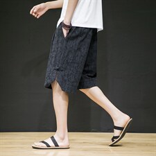 2025夏季新款风男装树皮皱肌理面料盘扣设计短裤DK90-P50，男装牛仔裤，电商B277A（原A068）