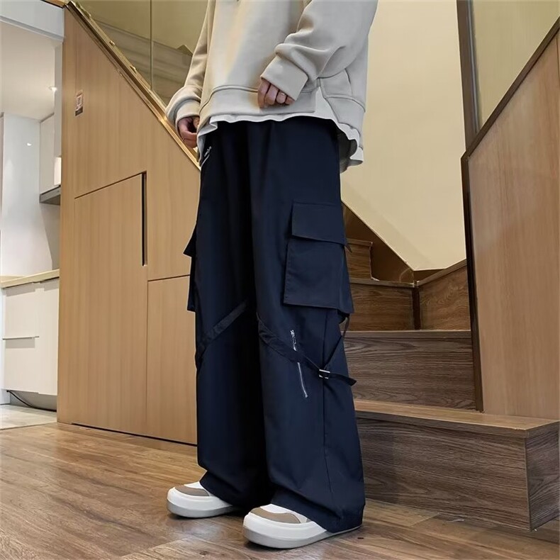 ins街头工装裤男宽松直筒阔腿裤秋冬季潮牌高街休闲长裤K1038-P43,男装休闲裤,星座1008