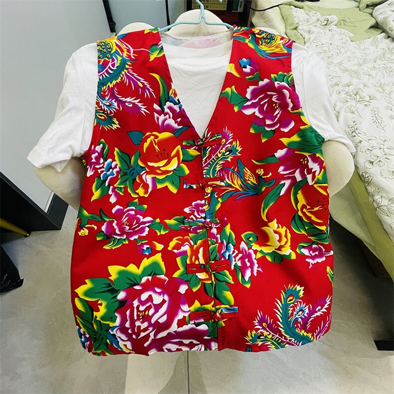 MJ02东北大花男女休闲大码马甲外套背心坎肩盘扣风团队服婚礼，男装背心/马甲，星座115A-1