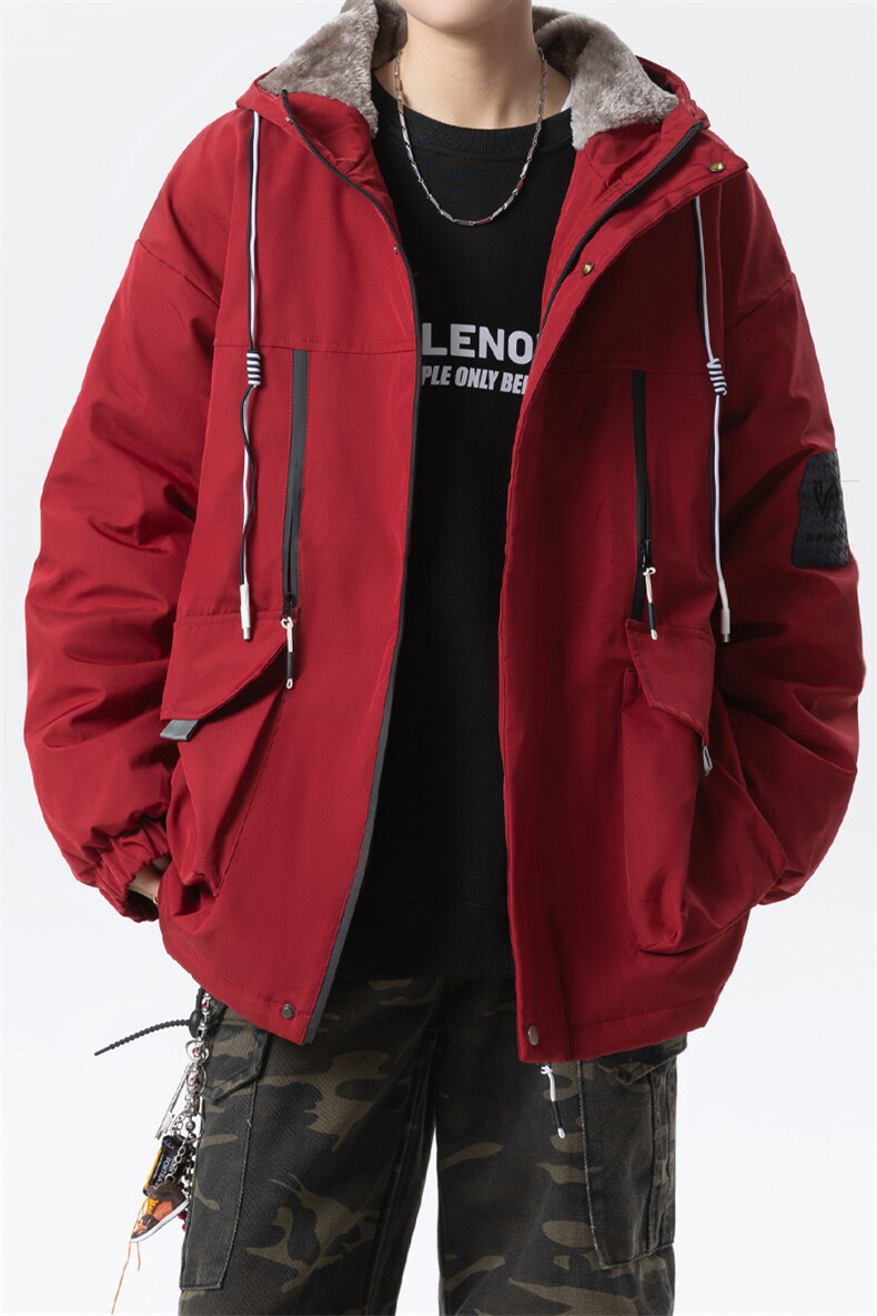 冬季外套加绒加厚潮牌夹克连帽宽松保暖派克服A436-D209-P80,男装夹克,电商A436