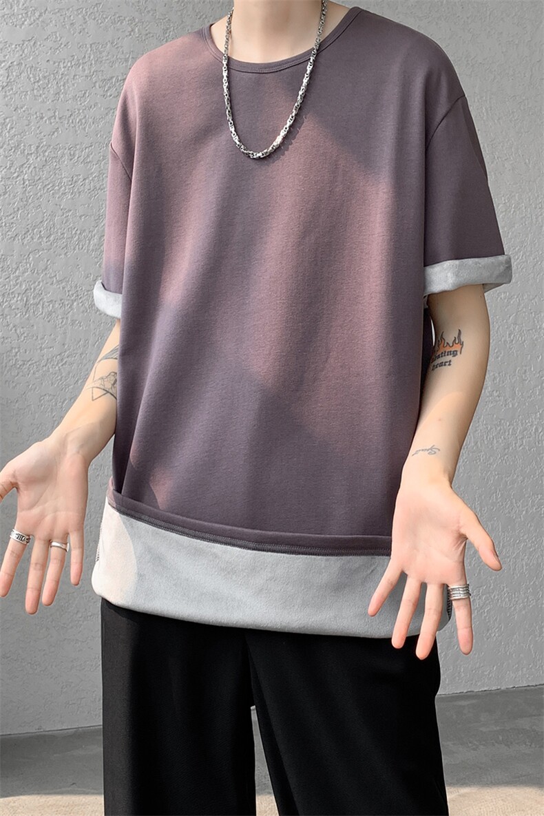 8XL-M冬季短袖男加绒加厚T恤内搭打底衫半袖打底上衣DX327P35控48,男装T恤,电商D206-1