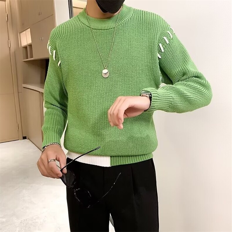 秋冬款痞帅炸街毛衣男装潮牌2026新款拼色打底衫S602/P70,男装针织衫/毛衣,星座506