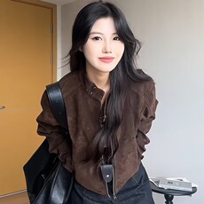 9226-P102美式复古皮衣外套女高级感2025春秋季新款炸街机车服，男装皮衣，电商B323A