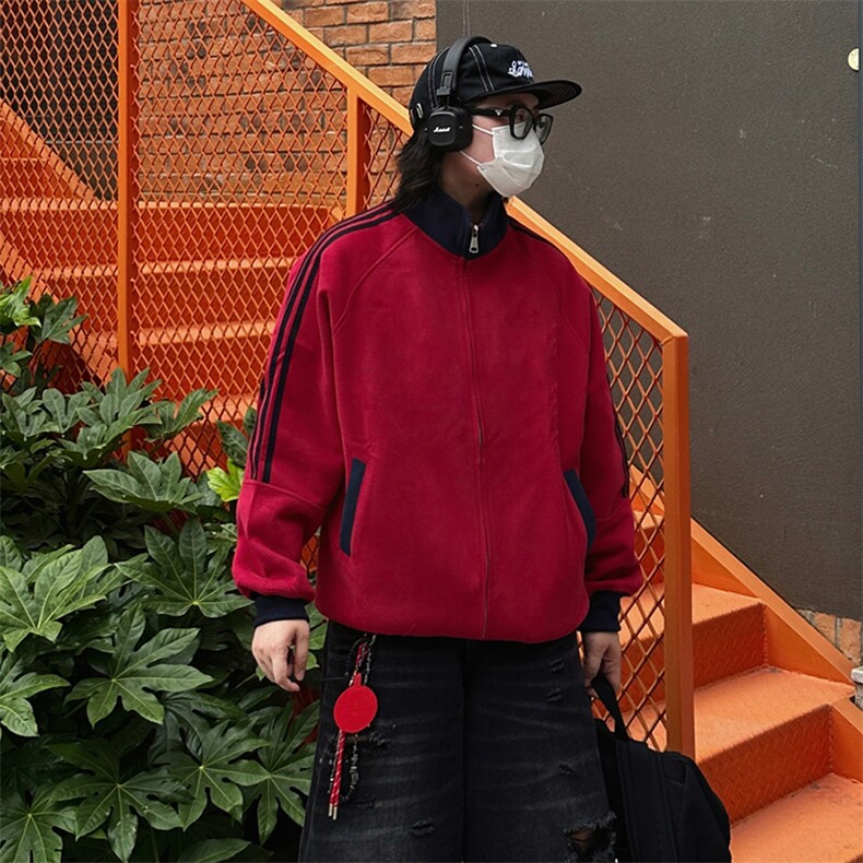 抖音得物高品质美式高街重磅结构设计拼接织带立领卫衣外套CM42，男装卫衣，电商A486