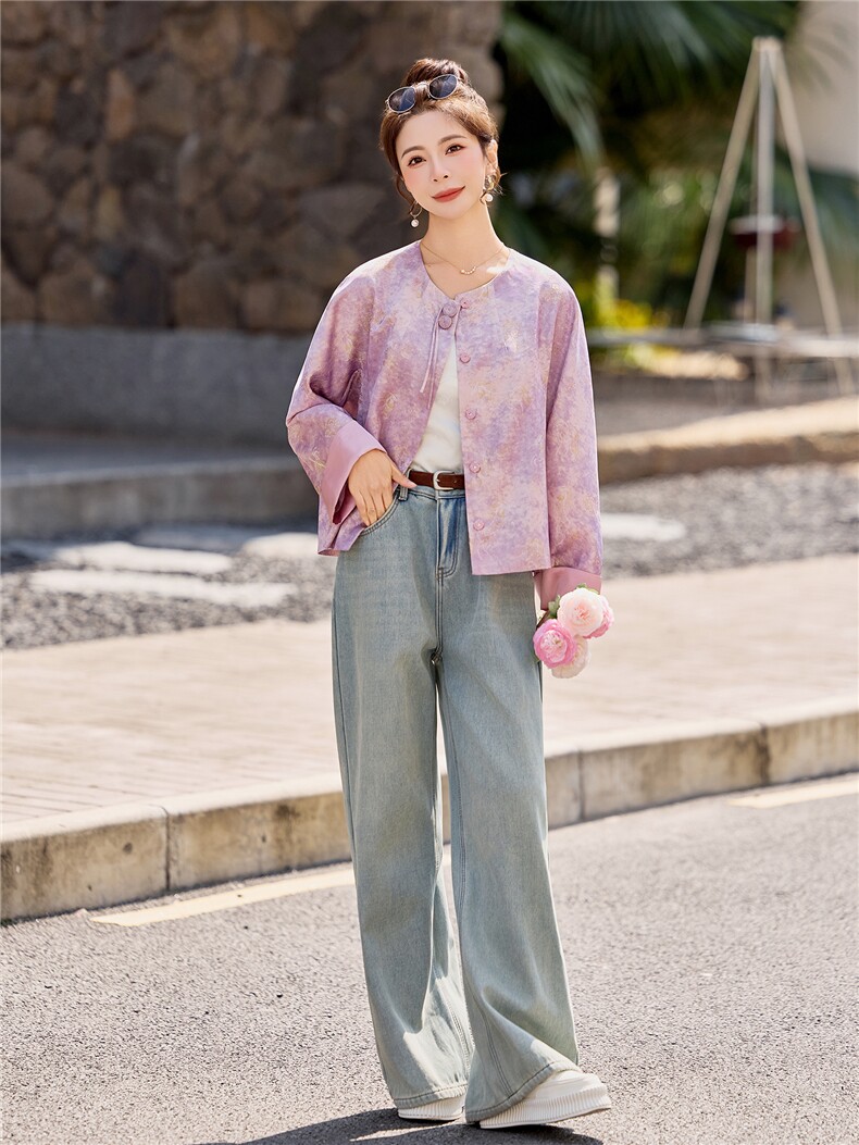 2026年春季新中式提花开春超火外套女,女装短外套,E百度
