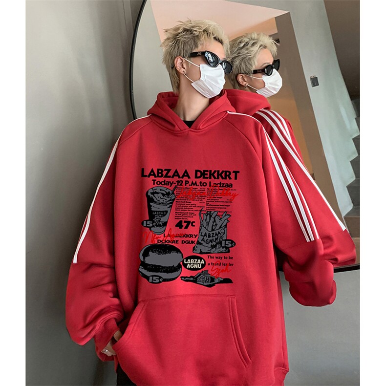 抖音得物供货提供视频秋冬重磅美式宽松织带连帽卫衣0425,男装卫衣,电商A486
