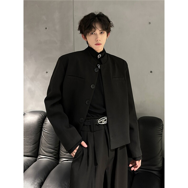 OR0776-P60网图新中式西服夹克男痞帅春秋休闲风立领西装外套图片