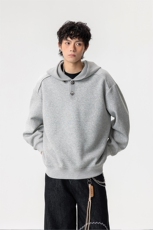 港风480g重磅华棉纽扣连帽大码长袖宽松卫衣男W5424-特P60控108，男装卫衣，电商A001-1