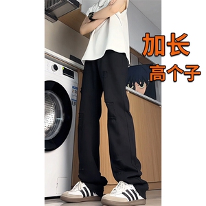 美式高街破洞牛仔裤男微喇高个子加长裤子190cm115直筒裤KZ054P60图片