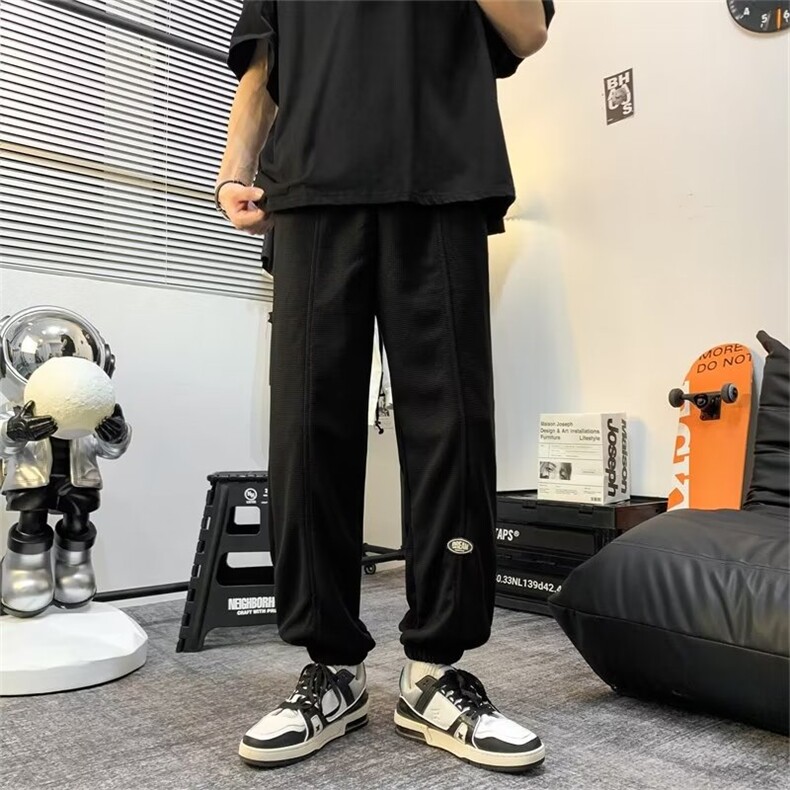 218-1-P30-FK551新款时尚休闲华夫格宽松束脚裤,男装休闲裤,四季星座218-1