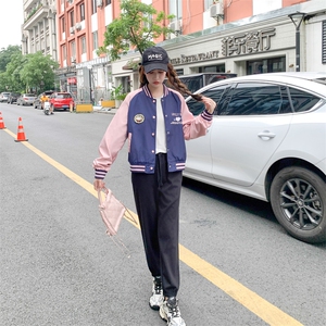 学院风拼色棒球服2025早春新款设计感少女刺绣短外套休闲夹克上衣图片