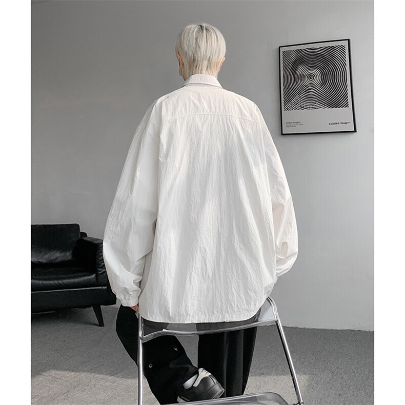 8XL-M春夏廓形衬衫防晒外套特大码多口袋复古慵懒衬衣JK5203/P50,男装夹克,电商B238