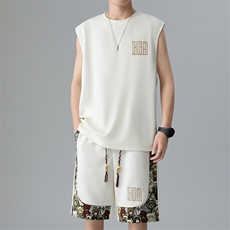 刺绣背心两件套汗衫夏季小熊短裤休闲运动套装男A266-TZ1108-P46，男装牛仔裤，电商A266