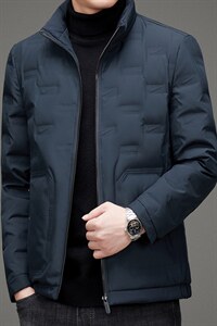 冬季白鸭绒羽绒服立领男中长款新款中年保暖外套上衣ZL7117-P225图片