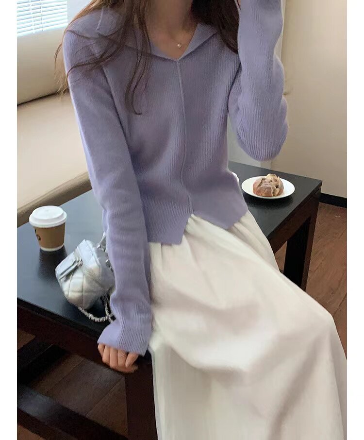 新款针织开衫女V领宽松显瘦长袖叠穿上衣,针织衫/毛衣,半城羊绒