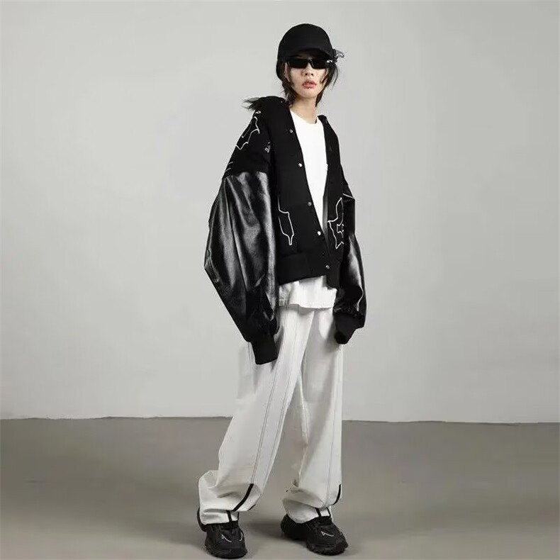 春秋季潮棒球服女ins潮牌宽松百搭美式复古vintage高街情侣外套,男装夹克,星座601-2
