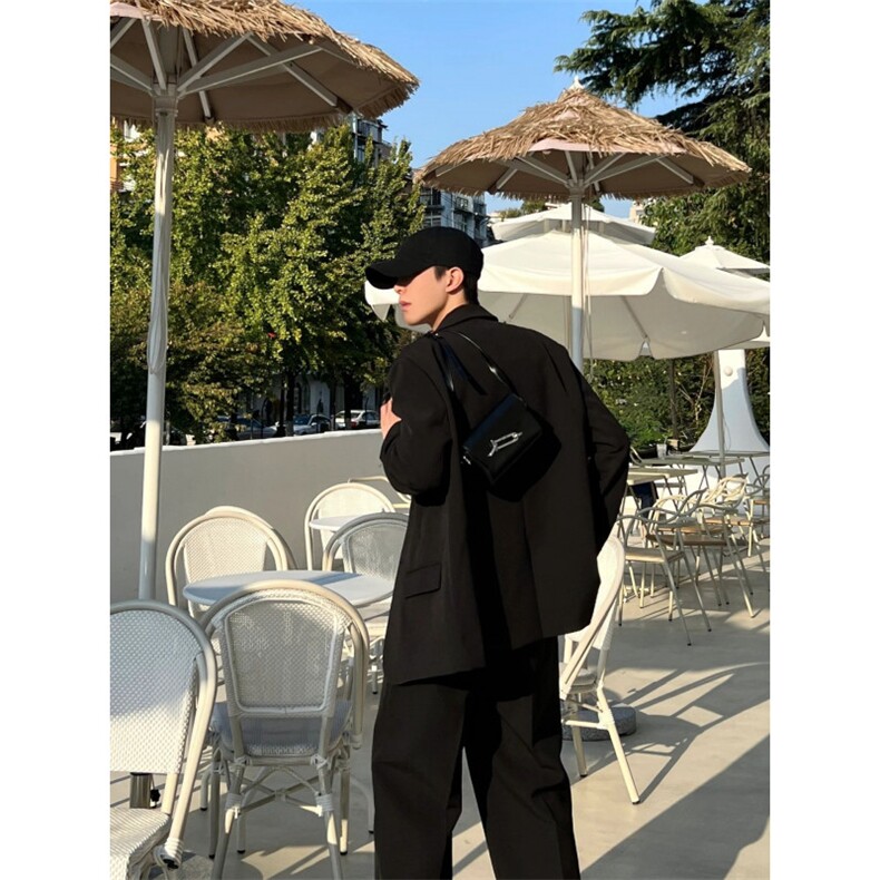 黑色休闲西装外套痞帅高级感英伦雅痞男装设计师款西服RF010-P75,男装西服,星座1005-6