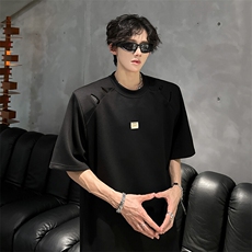 破洞设计夏季垫肩运动T恤重磅美式短袖932P45，女装T恤，电商A458A