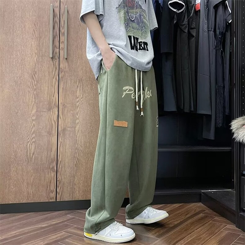 男秋季新款港风鹿皮绒发泡休闲裤UK110P38,男装休闲裤,星座1116-2