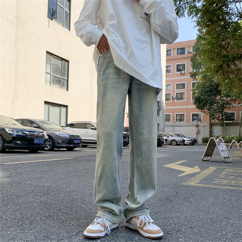 美式潮高街牛仔裤男直筒宽松复古拼接休闲长裤N05021-P45,男装牛仔裤,星座308B-1