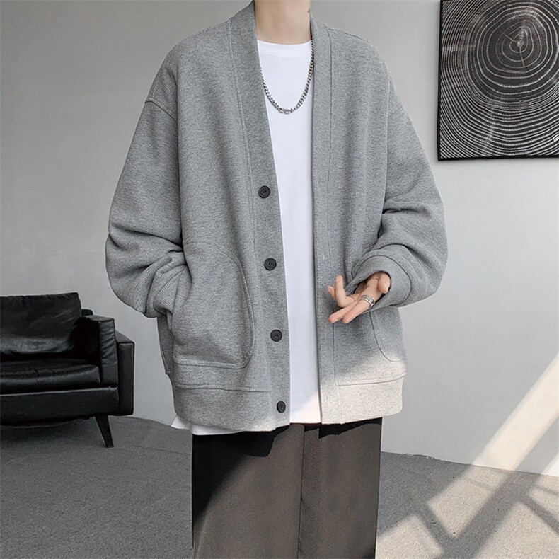 8XL-M羊羔绒开衫卫衣外套男秋冬季V领加绒加厚长袖上衣服KS001P58,男装卫衣,电商B312