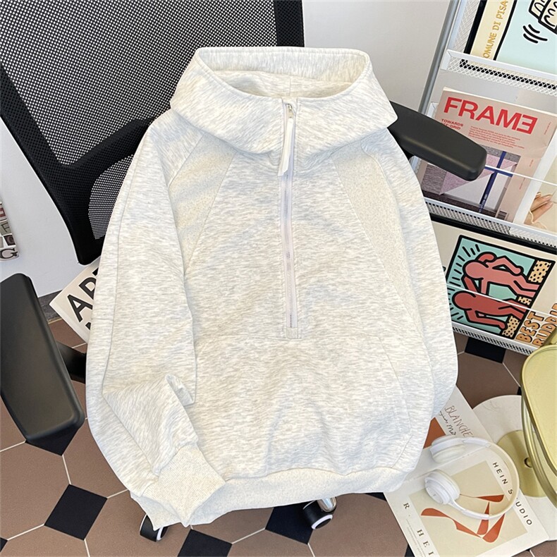 新款百搭卫衣连帽拉链男女款宽松W153H-P55,男装卫衣,电商A227A