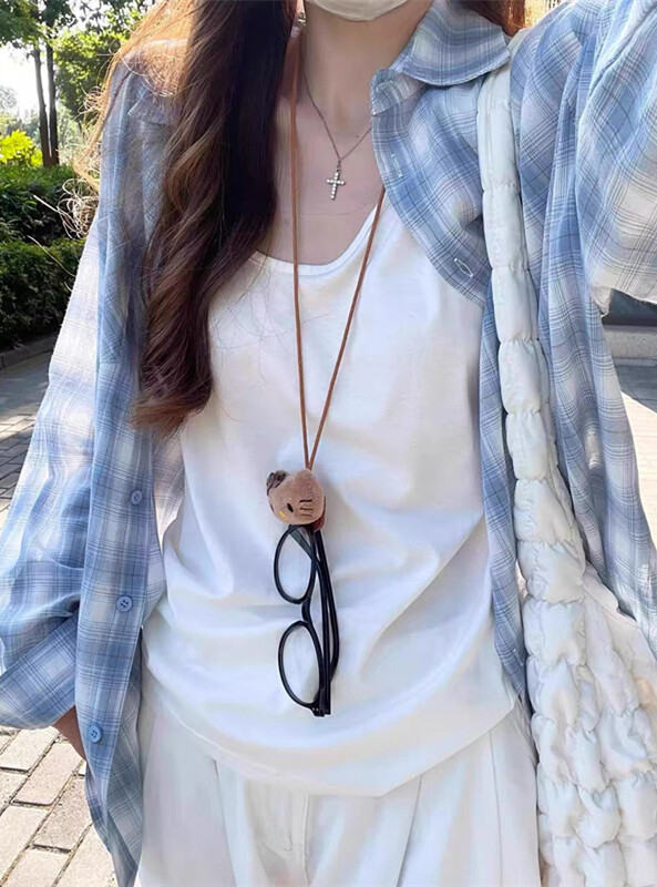 长袖衬衣外套蓝色格子衬衫女春秋慵懒风宽松休闲百搭上衣CS364,男装衬衫,星座1116A（原606A-3）