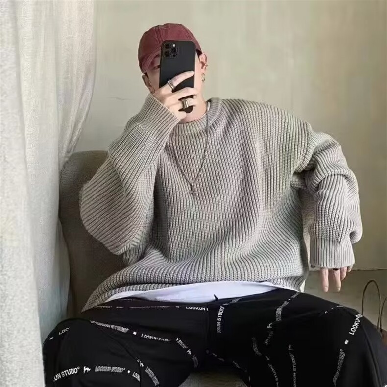 圆领毛衣男士2025新款秋冬季内搭打底针织衫宽松加厚ins韩版潮流,男装针织衫/毛衣,星座1210-1