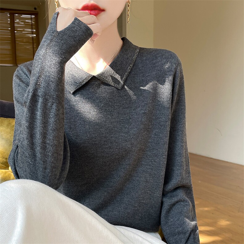 针织衫2024年秋冬季新款女时尚百搭显瘦纯色上衣,女装羊毛衫,暖圣羊羊绒
