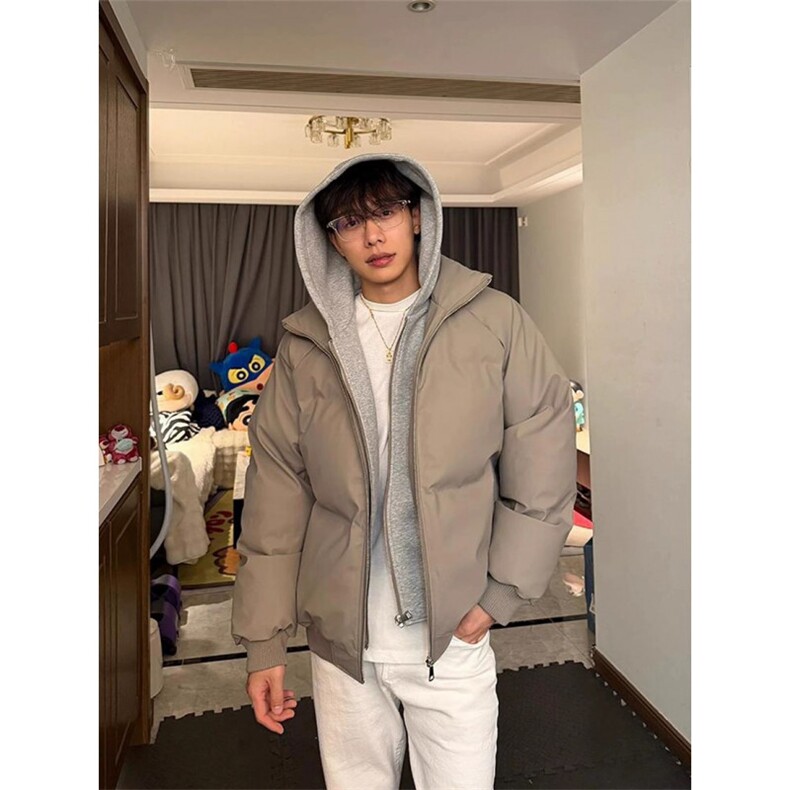 现货假两件PU皮连帽棉衣ZM0167-P88,男装棉衣,星座313A(原308A-2)