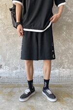 运动短裤篮球印花夏季毛圈布黑色五分裤休闲阔腿宽松中裤6128/，男装休闲裤，星座1506-1