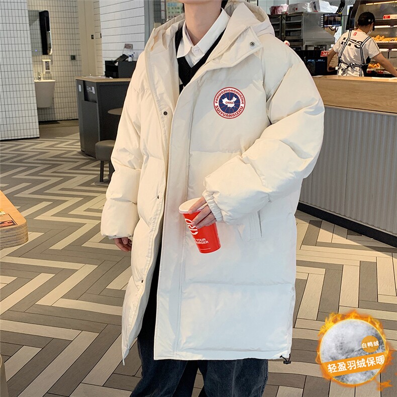 港风冬季新款织带连帽长款羽绒服男潮宽松新YR6157P268控328，男装羽绒服，电商A268A
