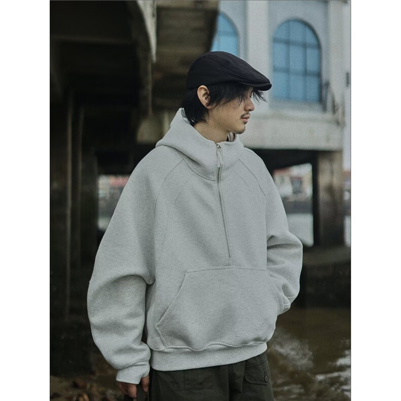 WY75-P52新款潮流慵懒百搭华棉短款连帽卫衣日系时尚简约ins,男装卫衣,电商B323A