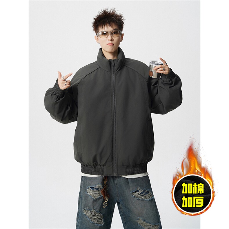 现货美式高街休闲棉衣夹克三防立领纯色户外工装加厚棉服外套,男装夹克,电商A486