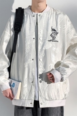 2024春季新款港风光影墙大码立领棒球服夹克M-5XHJ24186-特P70，男装夹克，电商A022