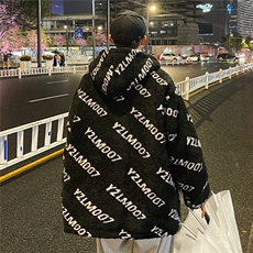 1港风定制LOGO羊羔毛棉衣大码M-5XL连帽棉衣外套男78710P105控148，男装棉衣，星座226-2