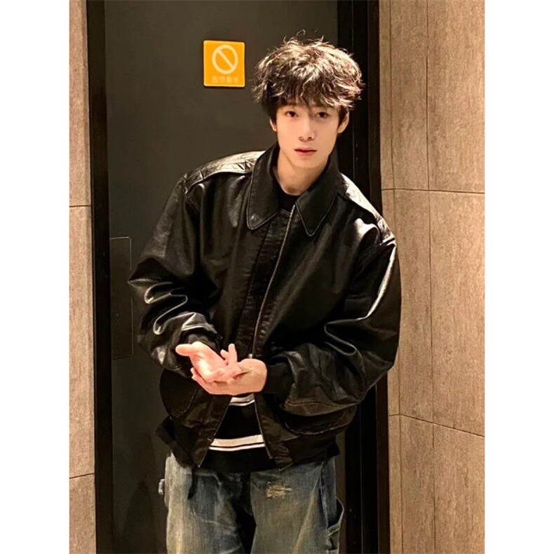 网图现货 春季工装夹克皮衣 飞行员外套 1209-1-JK19-P90主推可谈图片